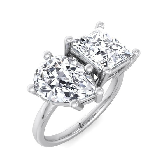 Baytown - Moissanite Pear & Princess Cut Lab Diamond Two Stone Engagement Ring