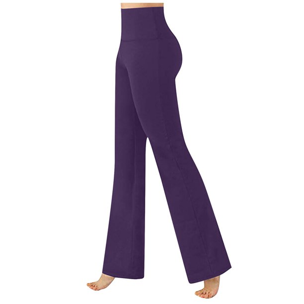 Pantalones de yoga deportivos informales con pierna ancha y ajuste holgado para mujer, color morado / L