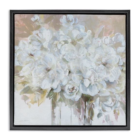 Stupell Industries Farmhouse Soft White Bouquet Serenity Black Floating Frame Canvas Art, 18 x 18, by Carol Robinson