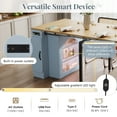 thumbnail image 4 of Euroco 59" Extendable Dining Table with 3 Removable Leaves for 4,Mobile Rolling Island Table with Power Outlet and Saving-Space Cabinet for Kitchen Living Room,Grey-Blue, 4 of 11
