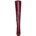 thumbnail image 6 of BLISSFUL STEP Women's Patent Leather Chunky Heel Platform Over Knee Prom High Boots Burgundy 6, 6 of 7