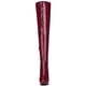 thumbnail image 3 of Botas altas hasta la rodilla gruesas con plataforma de charol Borgoña 41 Allegra K, 3 of 7