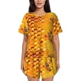 thumbnail image 1 of Fotbe Bees on Hive Honeycomb Conjunto de Pijama Estampado para Mujer, 2 Piezas, Ropa de Dormir con Camiseta de Manga Corta y Shorts Suaves-4X-Large, 1 of 6