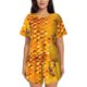 thumbnail image 1 of Balery Bees on Hive Honeycomb Conjunto de Pijama para Mujer con Estampado, Dos Piezas de Manga Corta y Shorts, Ropa de Dormir Suave con Cuello Redondo y Bolsillos-Large, 1 of 6