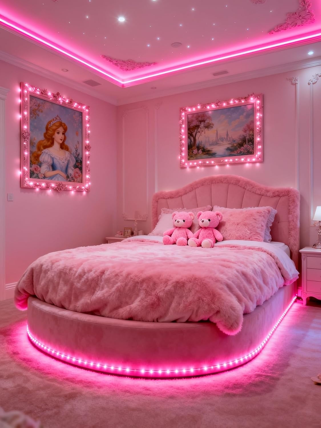 20 Ft Pink Led Lights Strip Rope Lights with Dimmer Control forIndoor Decor Cuttable Strip Lights for Baby Room Bedroom Living Room Kitchen