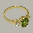 thumbnail image 4 of LBG British Made 9k Yellow Gold Natural Peridot & Cubic Zirconia Womens Promise Ring - 33 size options - Size 10.75, 4 of 6
