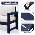 thumbnail image 3 of RIAFUN 2-Seater Outdoor Patio Conversation Sofa, Weather-Resistant HDPE Sofa with Khaki Cushions, Navy Blue Frame for Backyard Deck, 3 of 5