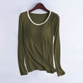 thumbnail image 2 of Women Top Built in Bra Under $10 Crew Neck Long Sleeve Sleep Night Shirt Soft Cotton Pajama Undershirts (L, Army Green), 2 of 3