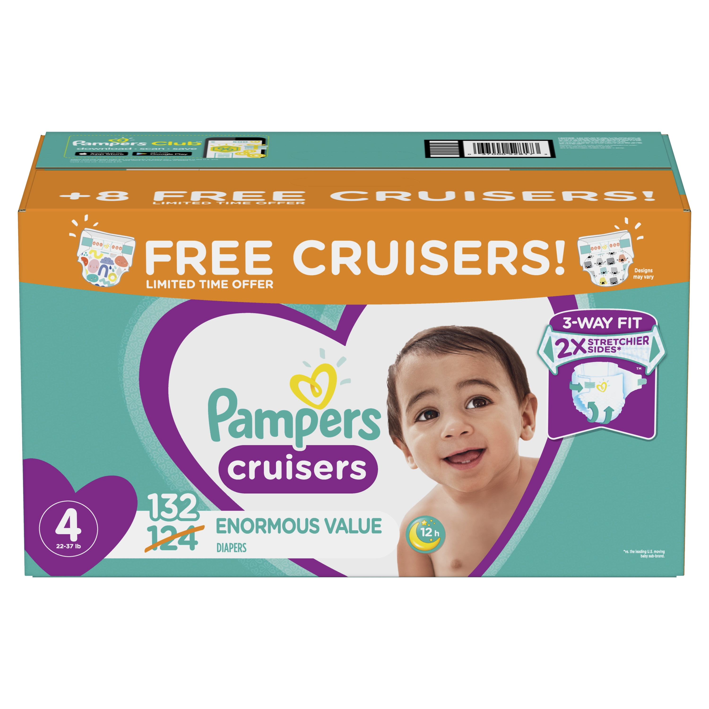 Pampers Cruisers Active Fit Taped Diapers, Bonus Pack, 132 ct - Walmart.com