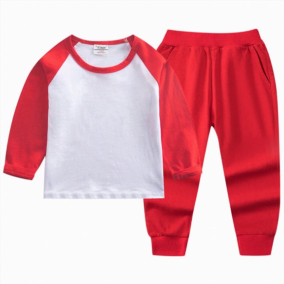 Girls Boys Long Sleeved Trousers Suit Warm Solid Color Girls Suit Back-To-School Pajamas & Dailywear Set 6-12 Months 12-24 Months 2T 3T 4T 5T 6T Set 7-8 Years