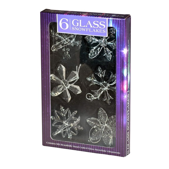 Six Different Clear Glass Handmade Snowflakes Christmas Tree Hanging 6