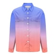 thumbnail image 2 of TaTaai Ladies Satin Blouse Long Sleeve Gradient Print Button Down Collar Silky Shirt Loose Fit Dressy Casual Top Gift, 2 of 5
