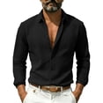 thumbnail image 4 of LYSMORA Mens Lapel Long Sleeve Textured Knit Button Down Shirt Solid Casual Business Collared Top, 4 of 6