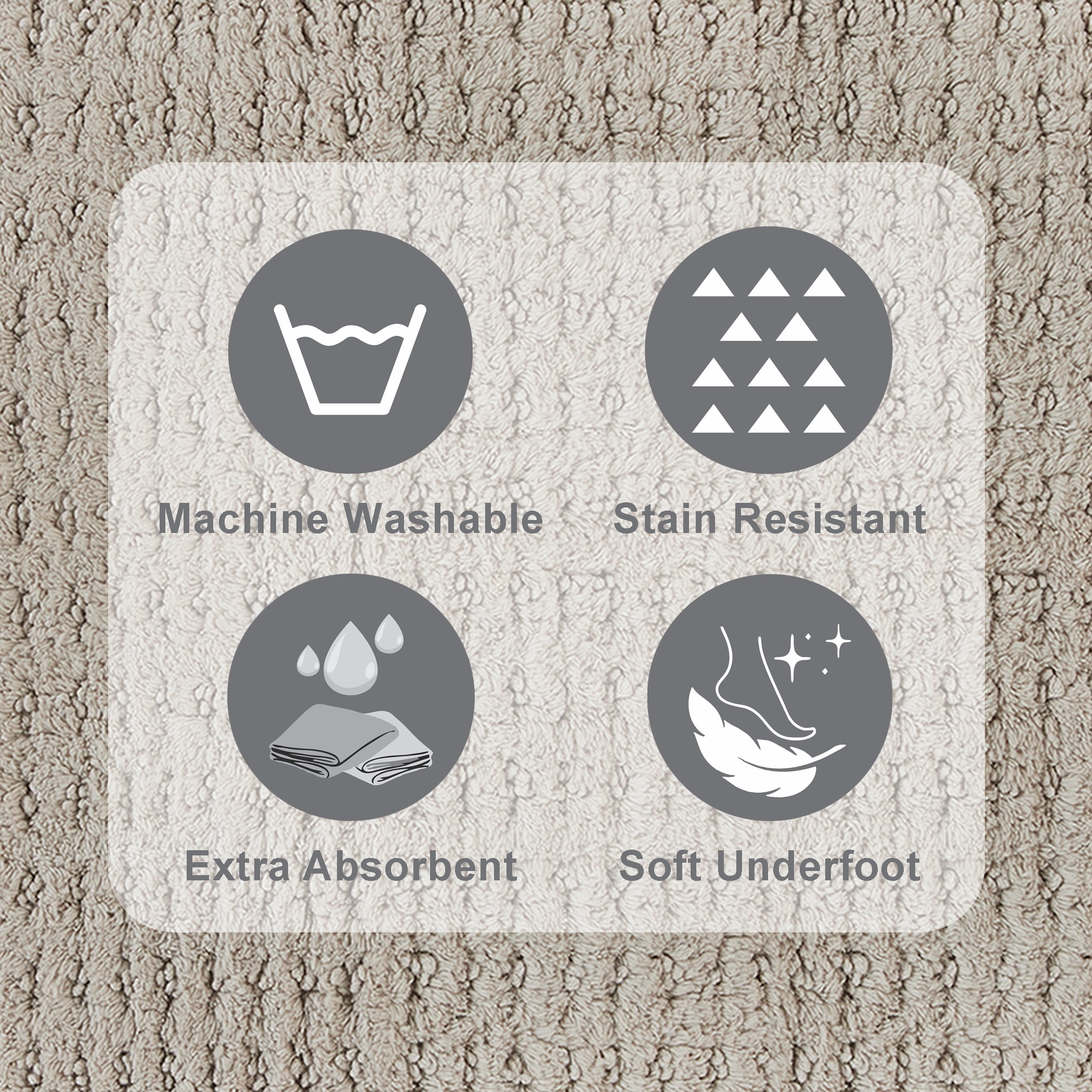 Beautiful Porcini Taupe Cotton 20x34" Bath Rug