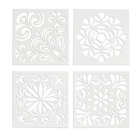 

4Pcs Spray Templates Retro Totem Reusable Stencils Set Cut Painting Stencil Floor Wall Tile Fabric Wood Stencils Elegant Flower Spray Template Mold Cake Decor Mold DIY Baking Tool(Mixed Color)