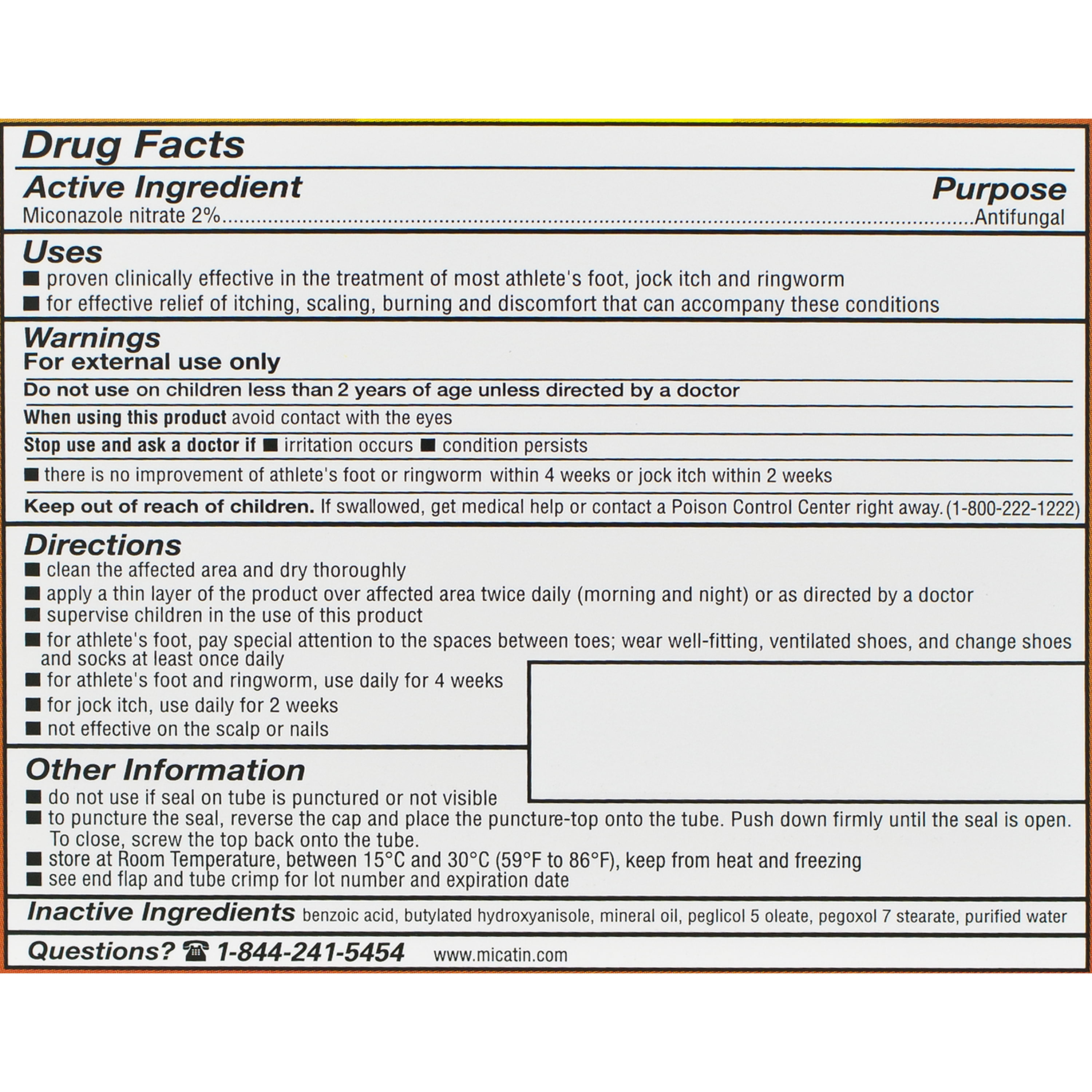 Micatin Athlete's Foot, Jock Itch, and Ringworm Antifungal Cream Relief, 0.5 oz
