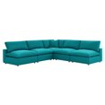 thumbnail image 1 of Modway Commix 5-Piece Down Filled Overstuffed Armless Sectional Sofa in Teal, 1 of 5