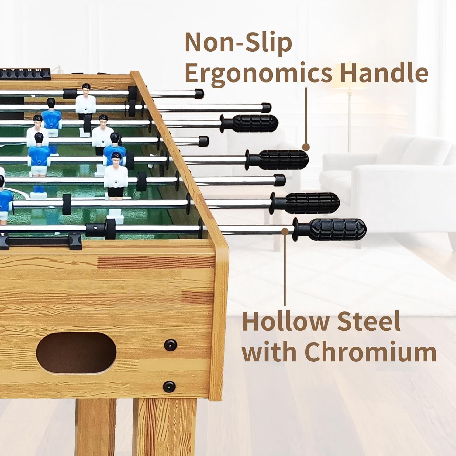 Kosevpou Foosball Table, 55/52/48 Large Size Soccer Game Tables for Adults & Kids, Table Games Includes 2 Foldable Cup Holders & 2/4 Balls with Sturdy Leg Levelers