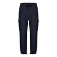 thumbnail image 4 of YLSDY Men's Casual Cargo Pants Loose Lightweight Stretch Workout Lounge Trouser Elastic Waist Drawstring Joggers Pants Navy 12, 4 of 7