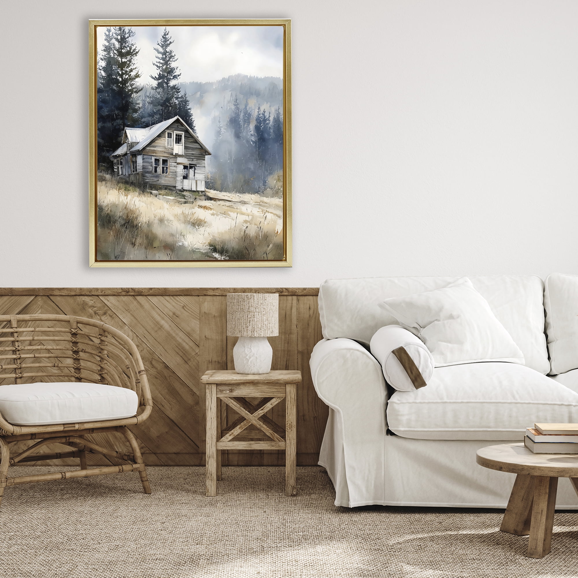 Stupell Industries Old Mountain House Gold Framed Floater Canvas Wall Art, design by Franklyn Gregory