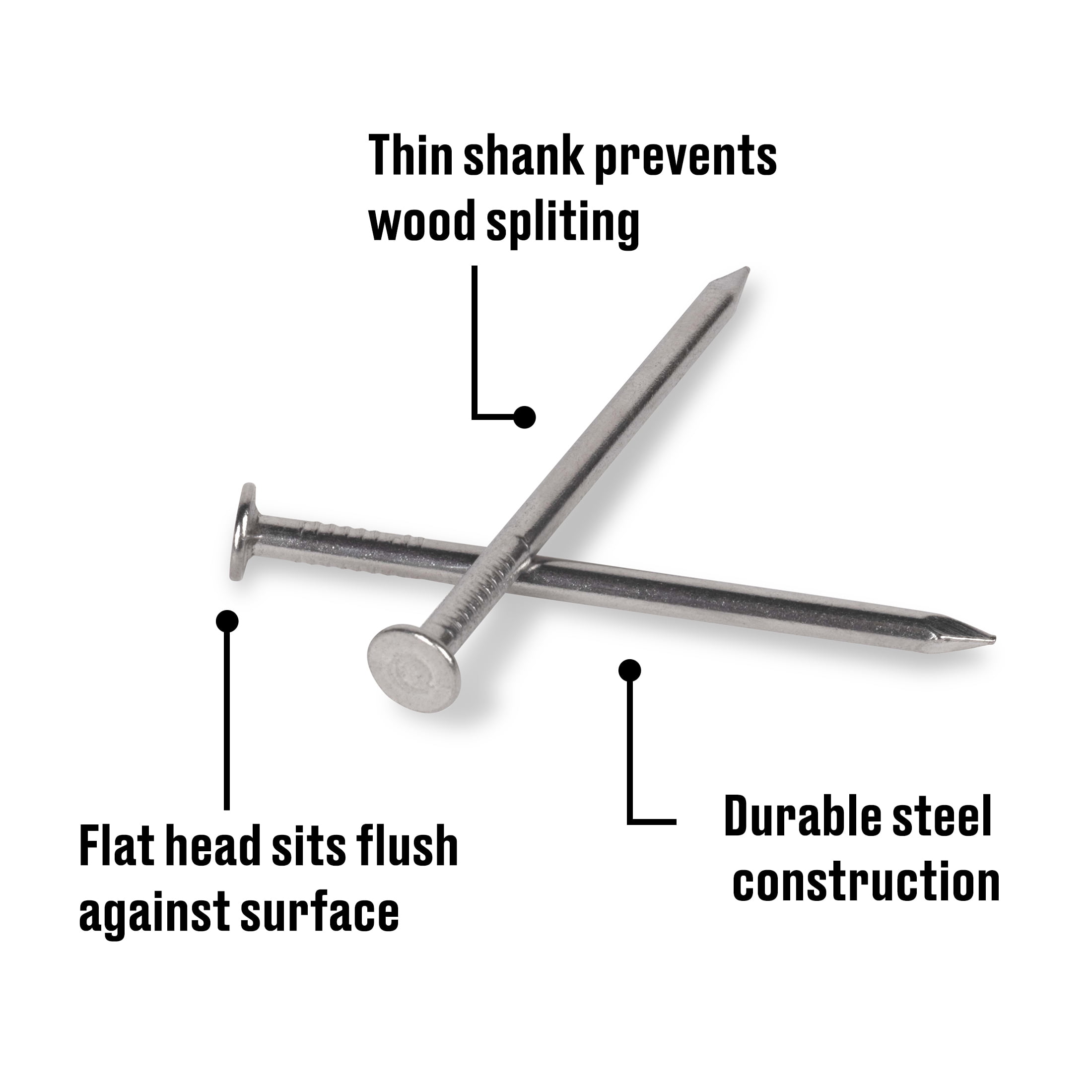(4 pack) Fas-n-tite Box Nails, 4D x 1-1/2", Steel, Polished, Gray, Interior Framing Nails