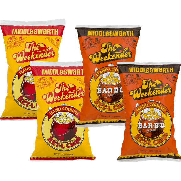 Middleswarth Ket'l Original & Ket'l BBQ Potato Chips Variety 4-Pack, 9 oz. Bags