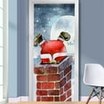 thumbnail image 4 of GUOOL Self-Adhesive Door Sticker Removable Wallpaper 3D Visual Effect PVC Mural Santa Santa roof, 4 of 9