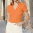 thumbnail image 2 of Summer Tops for Women Women Short Sleeve Shirts V Neck Summer Tops Casual Work Basic Tees Tops Active Shirt Woman Womens Athletic Tee Trashier Shirts Womens Tee Shirt Loose Women Shirts Siz Orange XXL, 2 of 5