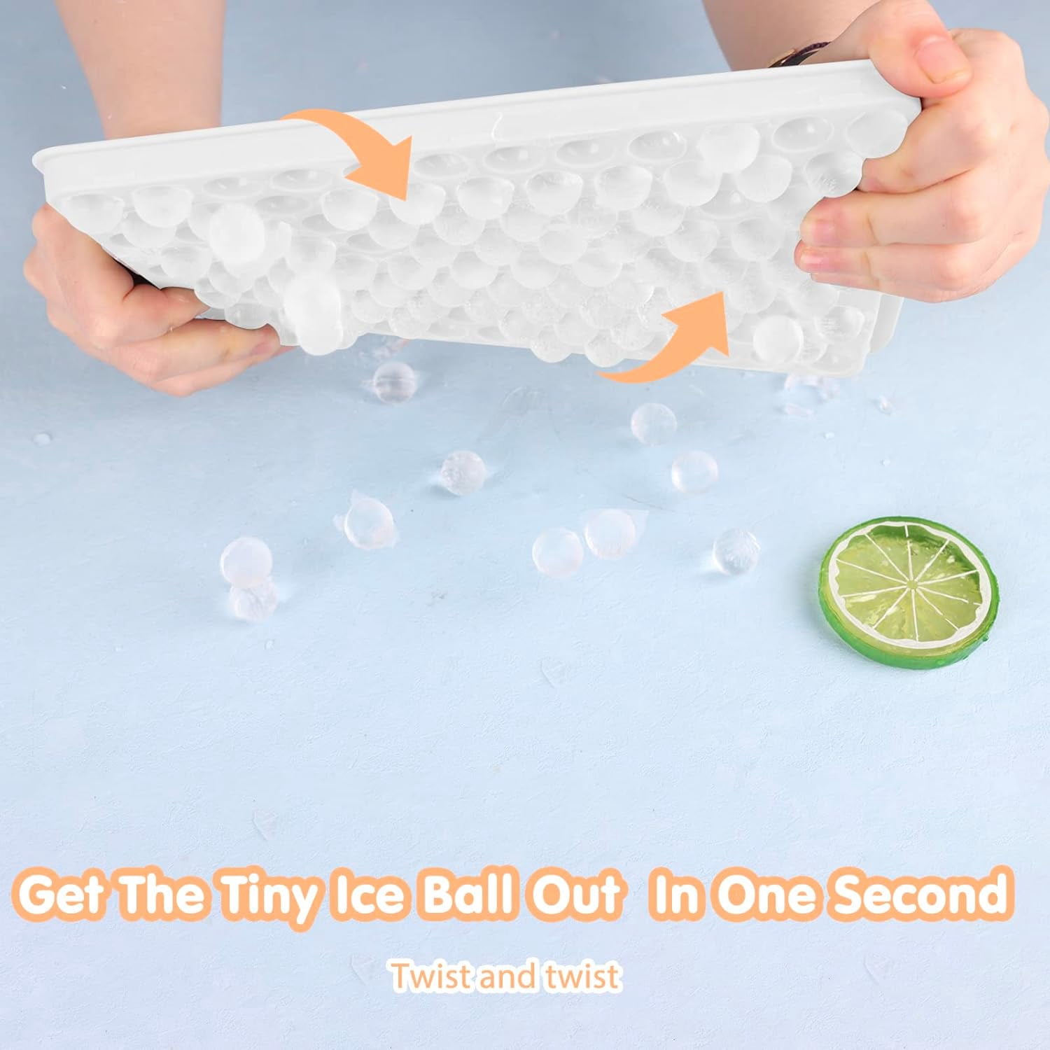 Mini Ice Cube Trays, Upgraded Small Easy Release Ice Cube Trays, 104x4 PCS Tiny Ice Trays for Chilling Drinks, Coffee, Juice (4Pack White Trays, Ice Bin & Scoop)
