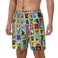 thumbnail image 2 of Qekee Cute Dogs Collage print Mens Swim Quick Dry Stretch Swim Shorts Lining Bathing Suits Swimwear Beach Shorts with Pockets, 2 of 9