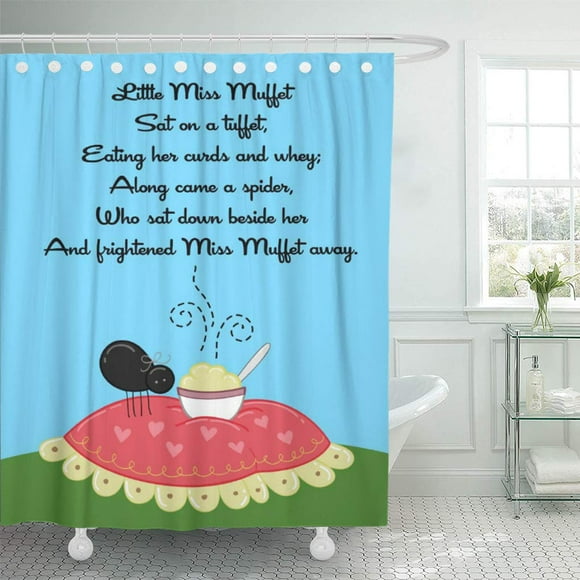 SUTTOM 11X14 X Little Miss Muffet Rhyme Kids Humpty Dumpty Shower Curtain 60x72 inch