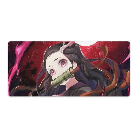 Demon Mouse Pad Slayer Anime Large Mouse Mat 900x400x3mm Non-slip Rubber Bottom Gaming Keyboard Mat, 3D Printed Full Desk Mouse Keyboard Pad
