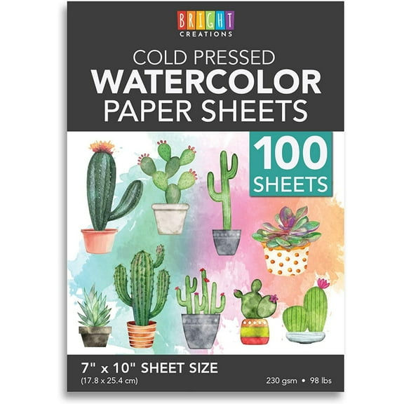 100 Sheets Cold Press Watercolor Paper for Artists and Beginners (7 x 10 in)
