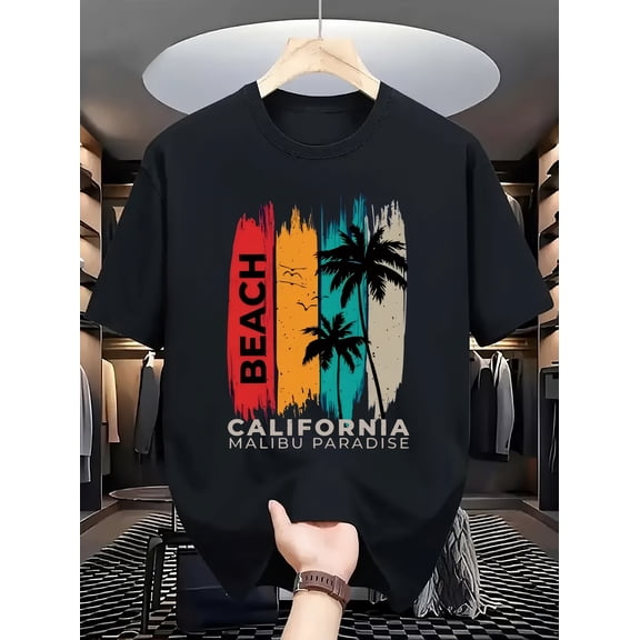 Men’s Fashion Printed Breathable Cotton Short Sleeve Crew Neck T-Shirt for Daily Casual Wear