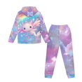 thumbnail image 5 of Uorisanigo Girls Boys Clothes 2 Piece Long Sleeve Hooded Cute Axolotl Rainbow Sweatshirt Top and Sweatpants Cozy Fall Winter Pullover Sweatsuit Kids Youth Matching Set, 5 of 7