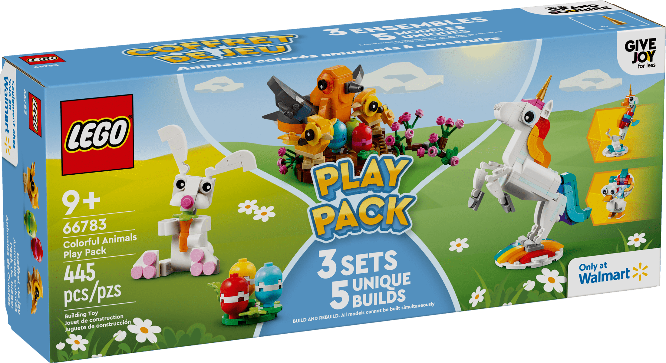LEGO Colorful Animals Play Pack, 5 Adorable Animal Builds in 1 Box: Bunny Toy, Unicorn Toy, Seahorse Toy, Peacock Toy, and Birds in a Nest, Birthday Gift Idea for Animal Lovers, 66783