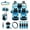 Blue - Cat, variant on LedBack Bird Print Car Interior Cover Full Set 15Pcs Car Front and Rear Seat Covers with Steering Wheel Cover Safety Belt Pads Rear View Mirror Protector, Easy to Install