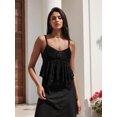thumbnail image 4 of LMLYSoH Womens Lace Babydoll Tank Tops Stylish Solid Mesh Loose Hem V Neck Spaghetti Strap Camisoles, 4 of 9