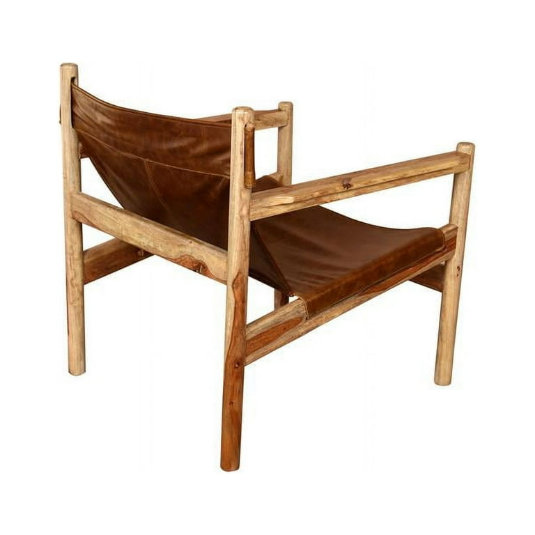 Leather and wood sling chair outlet