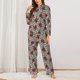 thumbnail image 2 of Balery Leopard Print Rose Conjunto de Pijama con Estampado para Mujer, Conjunto de Dos Piezas con Manga Larga, Ropa de Dormir Suave con Bolsillos, Pijamas Cómodos-Small, 2 of 7
