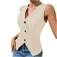 thumbnail image 3 of yoeyez Womens Blazer Vest Sleeveless Button down Vest Jackets Sexy V Neck Trendy Suit Tops Work Casual Fitted Waistcoat Summer Dressy Tops Beige,L, 3 of 7