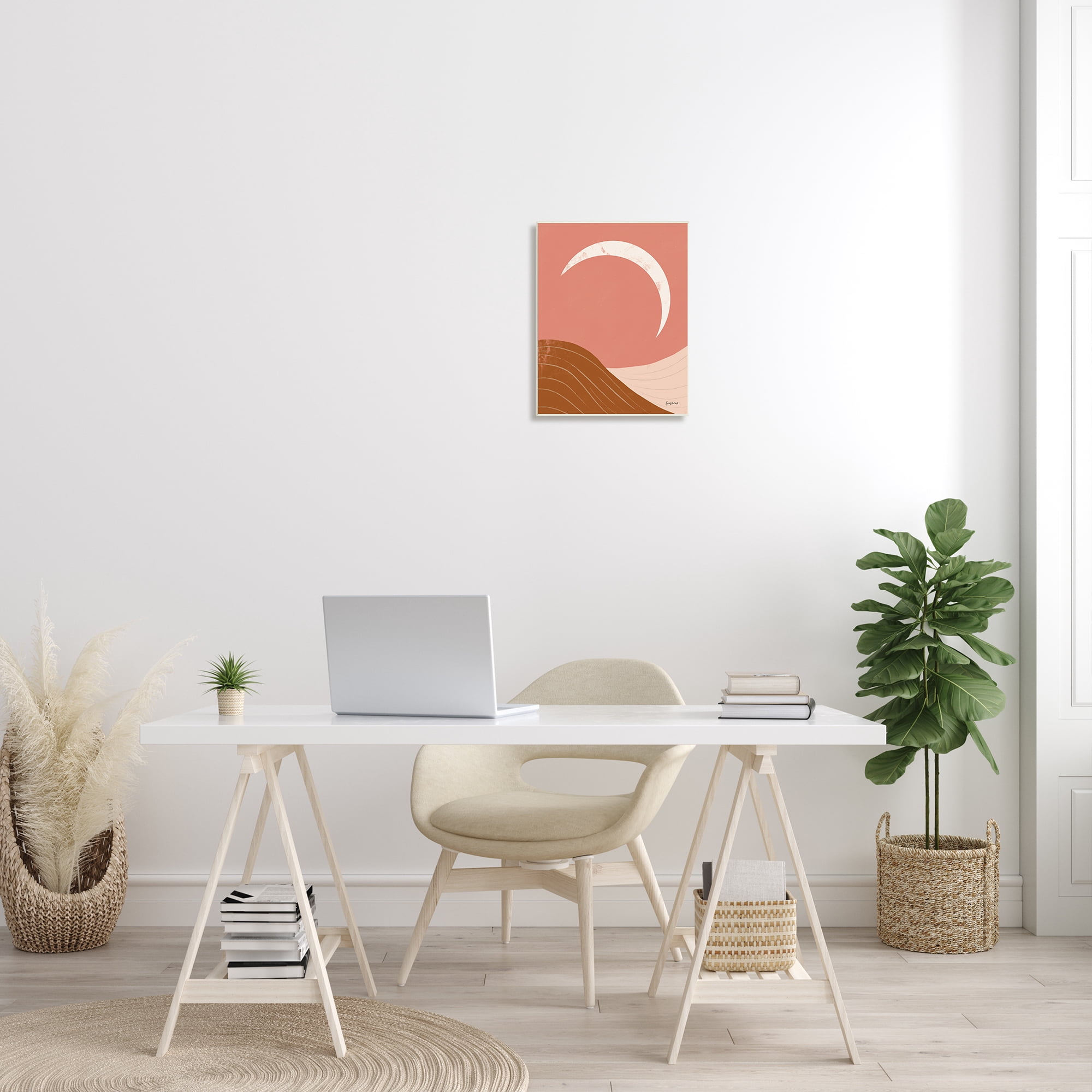 Stupell Industries Desert Crescent Moon Abstract Mountains Terracotta Landscape Nature Painting Unframed Art Print Wall Art, 13 x 19
