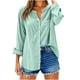 thumbnail image 4 of Neewe Womens Plain V Neck Button Down Shirts Long Sleeve Tops Casual Collared Blouses Loose Fit, 4 of 6
