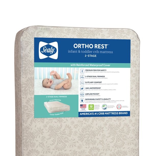 Sealy Ortho Rest Premium 2Stage150 Coil Crib and Toddler Mattress