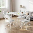thumbnail image 4 of Huloretions Portable Folding Table,Indoor Outdoor Folding Dining Table,Rectangle Card Table With Sturdy Metal Frame,PU Leather Upholstered Foldable Table For Dining Room Office Camping, 4 of 5