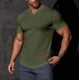 thumbnail image 1 of pstuiky camisetas camisas para hombre, Camisa informal de manga corta con cuello en V y textura vertical de color liso para hombre camisas casuales para hombre xl, 1 of 9