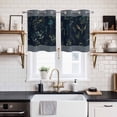 thumbnail image 2 of Black Spring Floral Kitchen Curtains Small Short 39 Inch Length, Watercolor Botanical Flower Striped Grommet Bedroom Living Room Curtains, Light Filtering Cafe Curtain Drapes 2 Panels Set 55''x39'', 2 of 9
