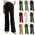thumbnail image 1 of Pincandy Women's Solid Color Fashion Half Elastic Waist Corduroy Wide Leg Pants with Pockets, Loose Fit, Casual & Daily Wear, 1 of 7