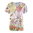 thumbnail image 4 of Rciityk Easter Day Gift Women Regular Nursing Uniform Top Summer Easter Print V-Neck Short Sleeve Medicals Top with Pockets, 4 of 4