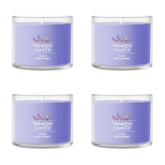 Yankee Candle Lilac Blossoms Signature Votive Mini Candle Glass Jar, 1.3 oz (Pack of 4)